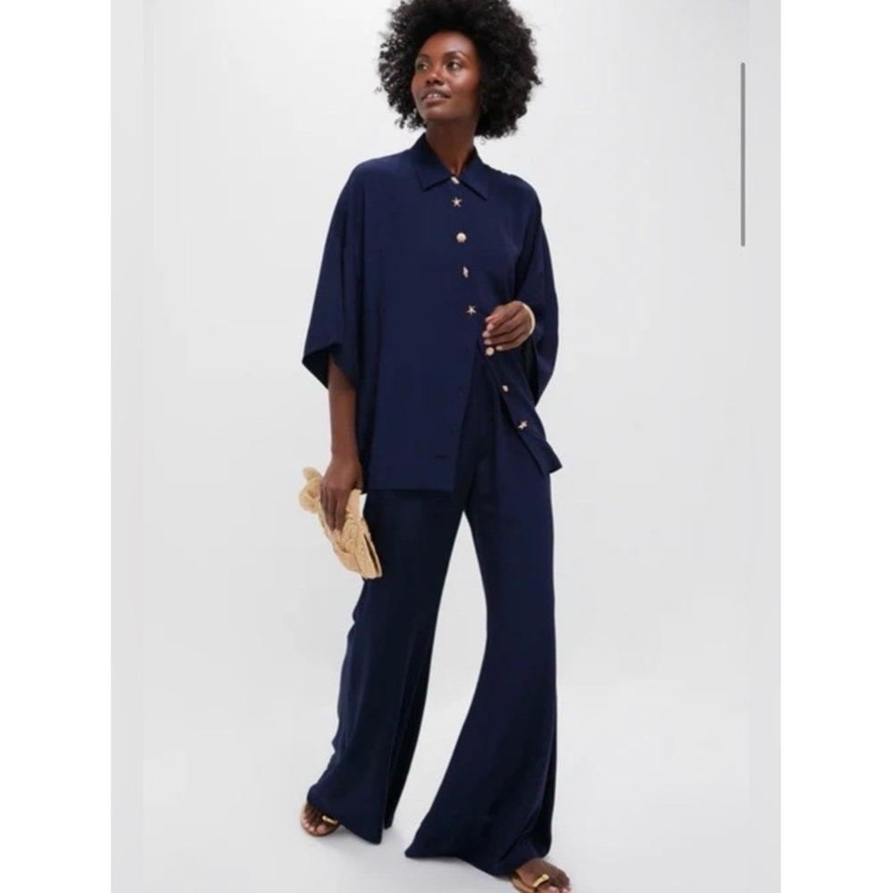 Tuckernuck‎ Navy Blue Wide Leg Elastic Waist Relaxed Pants Plus Size XXXL NEW